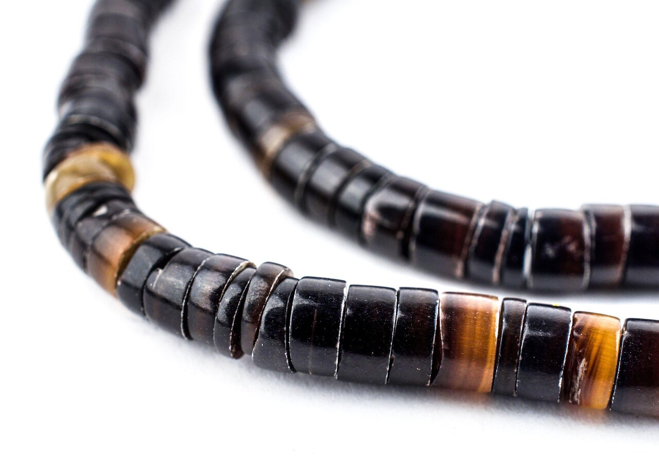 The Bead Chest Black Natural Shell Heishi Beads 5mm 28 Inch Strand